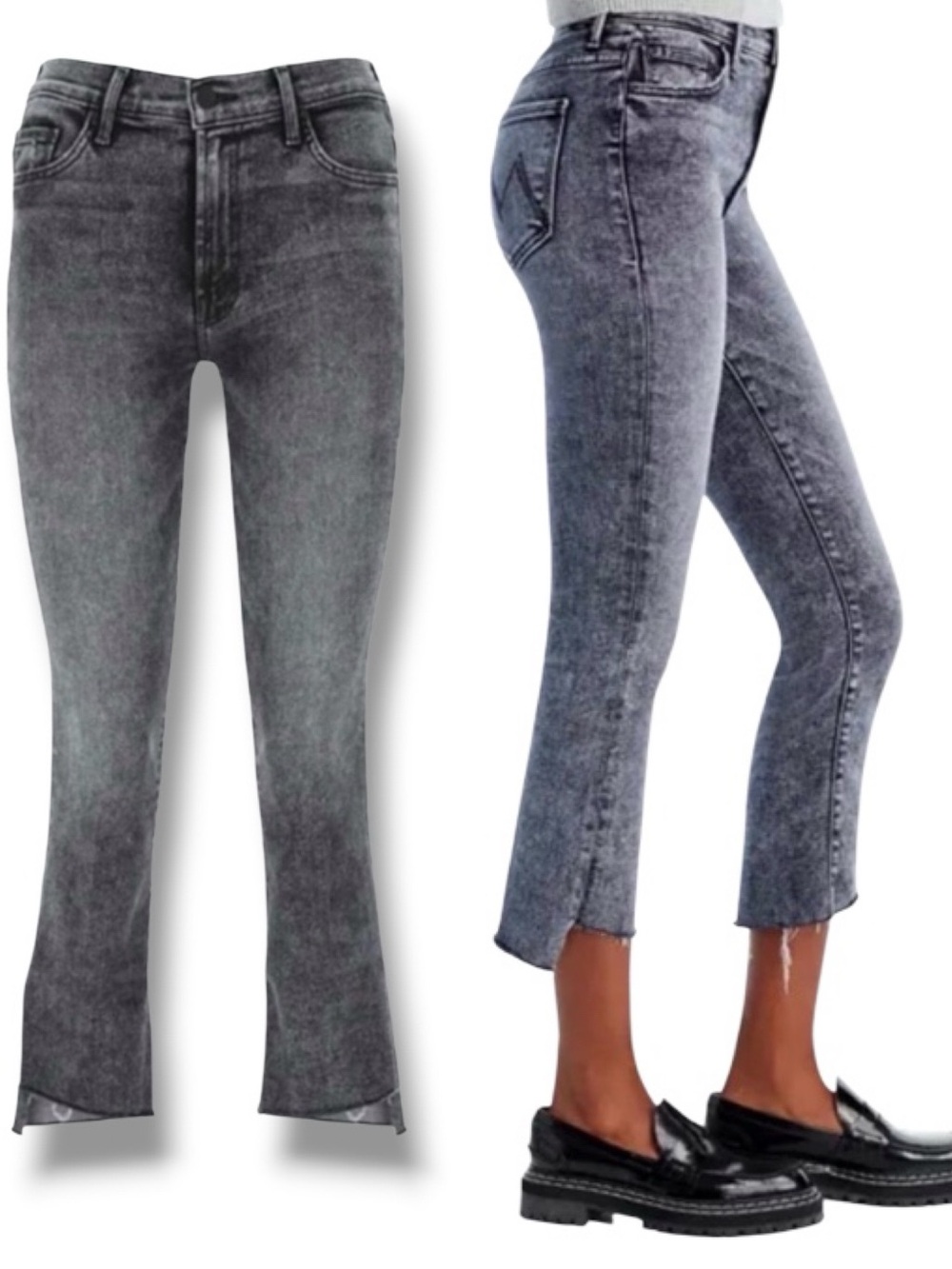MOTHER Jeans Insider Crop Step Fray Train Stops Gray Size 27